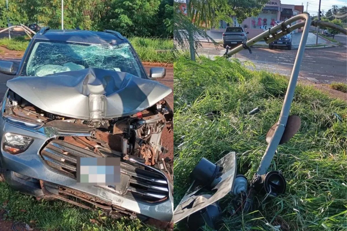 Acidente em Campo Grande: Motorista Perde Controle e Derruba Semáforo