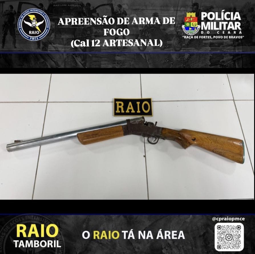 Arma de Fogo Apreendida: Raio Aponta Suspeito em Tamboril