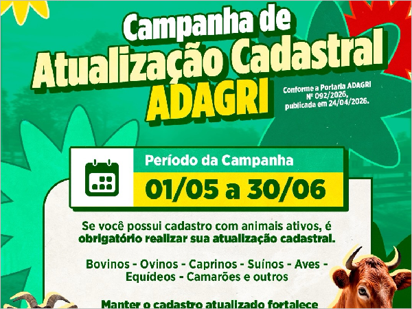 Até 31/05, Atualize seu Cadastro de Animais na Campanha da ADAGRI de Crateús