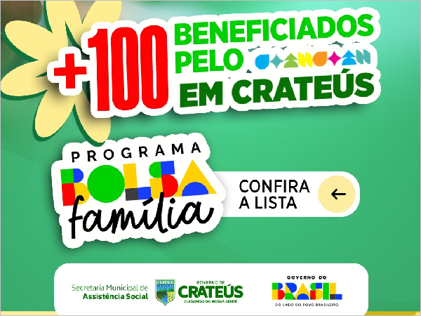 Bolsa Família: 100 Pessoas Beneficiadas em Crateús