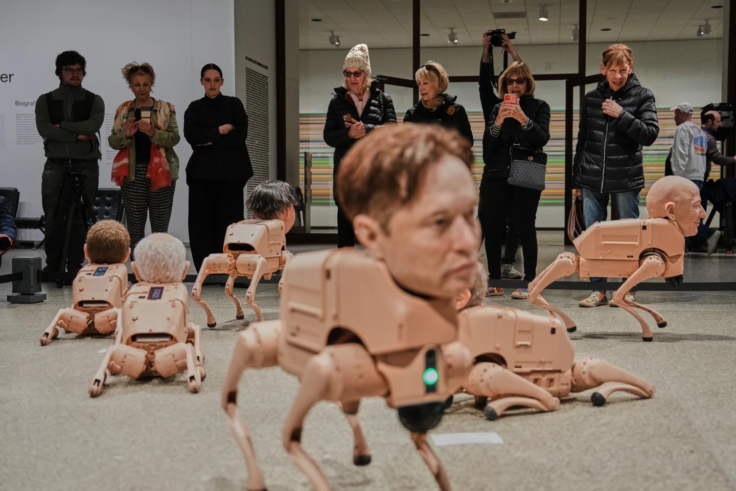 Cães-Robôs em Museu: Elon Musk e Mark Zuckerberg fazem 'Cocô Artístico'