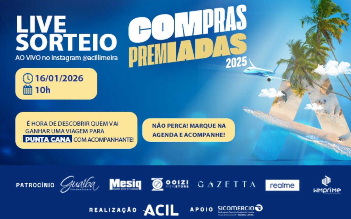Campanha Compras Premiadas 2025 chega ao sorteio final com viagem para Punta Cana