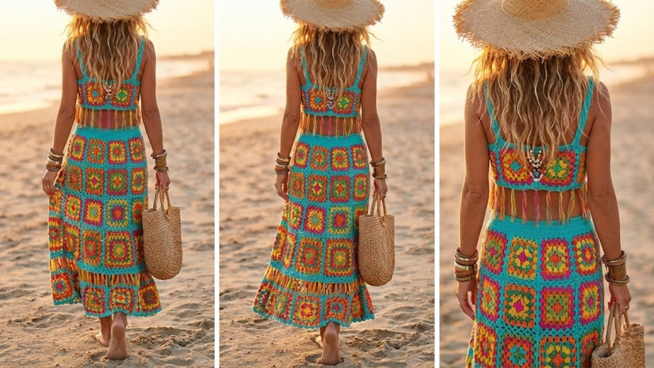 Como criar looks boho em crochê colorido para um verão 2026 autêntico