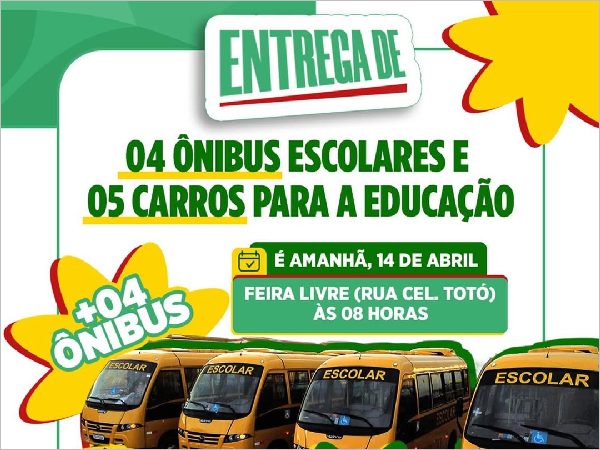 Crateús Investe Rápida: 4 Ônibus e 5 Carros para Educação