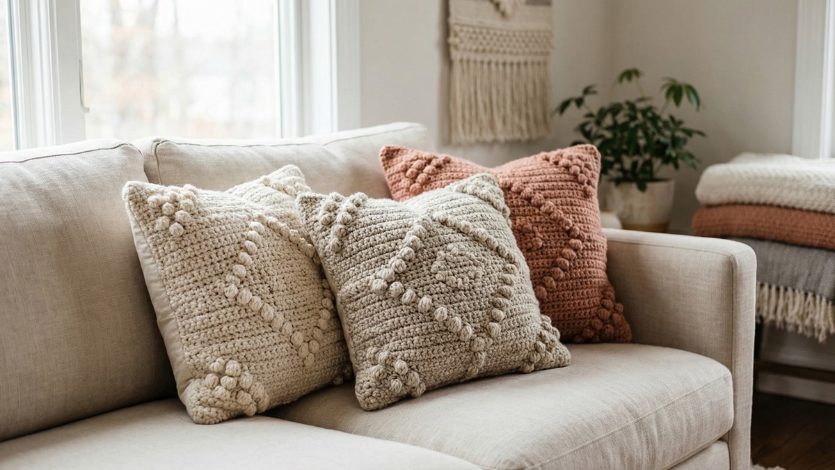 Crie Capas de Almofada de Crochê Em Relevo com Estes 7 Segredos Técnicos