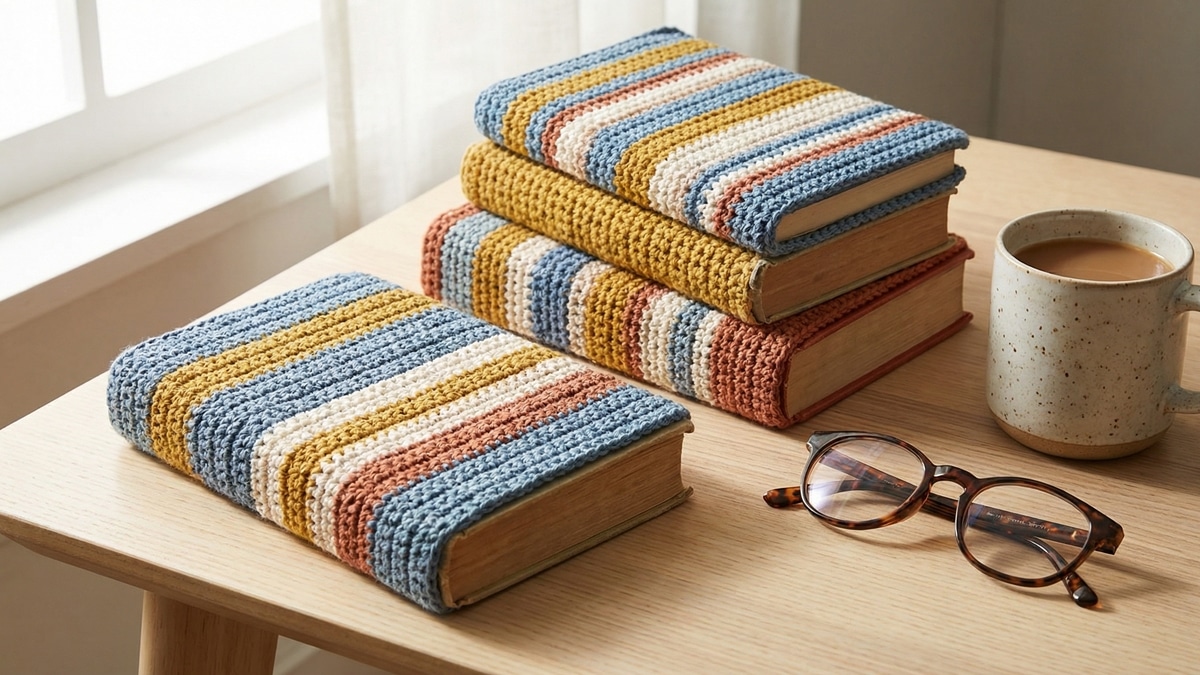 Crie capas de crochê encantadoras e criativas para proteger seus livros