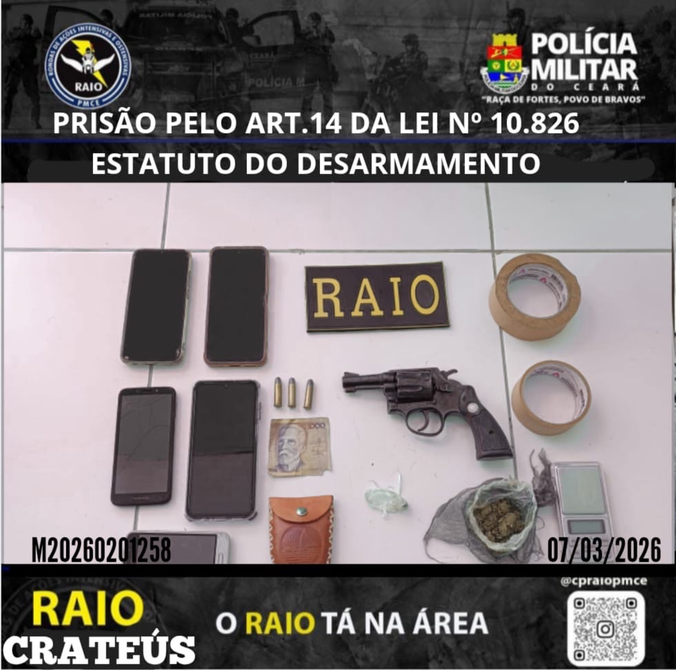 Desarmada em Crateús: Polícia descobre revólver calibre 38 com moto na Rua Afonso Chaves