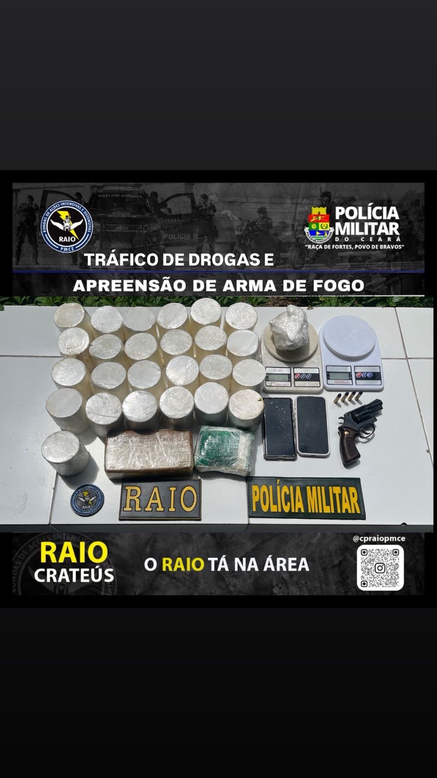 Drogas apreendidas em Crateús: Policiais do Raio prenderam duas pessoas
