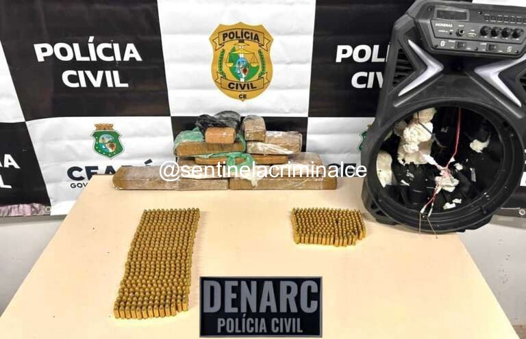 Dupla Presa em Flagrante pela PCCE: Munições e Drogas Escondidas em Caixa de Som