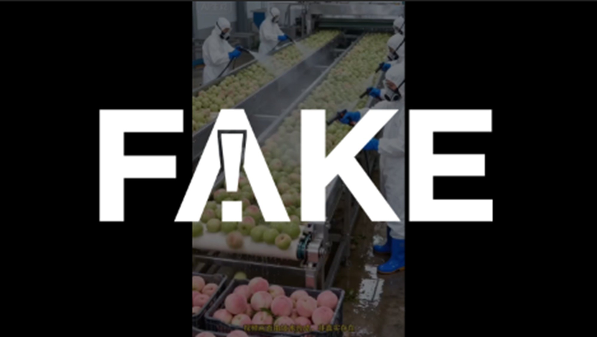 É #FAKE vídeo de operários 'tingindo' frutas e verduras em fábrica na China; cena foi cria