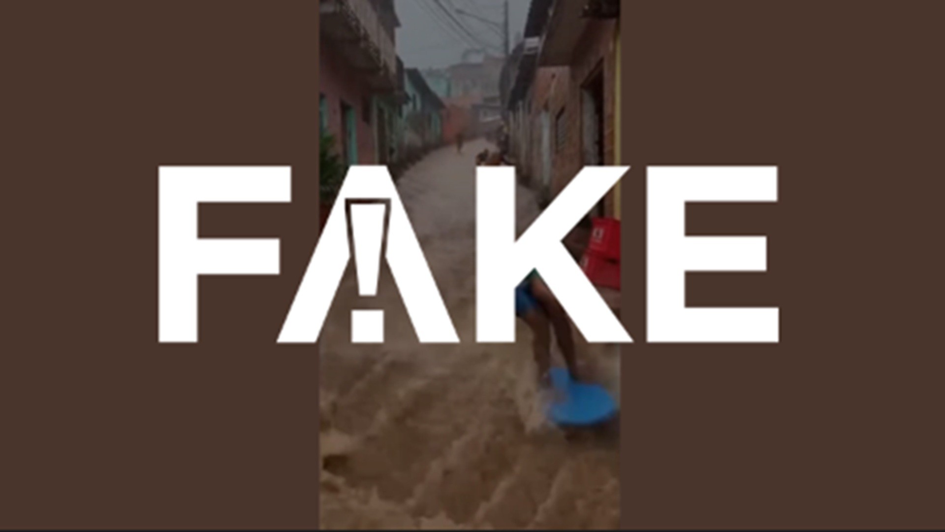 É #FAKE vídeo que mostra jovens surfando na enxurrada em favela; cenas foram criadas com I