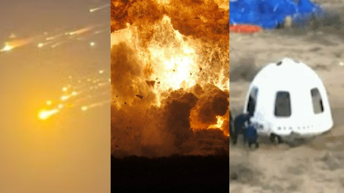 Explosões, Katy Perry no espaço e tropeço de Bezos: imagens que marcaram as viagens espaci