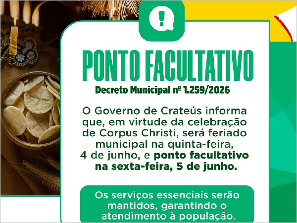 Feriado em Crateús: Saiba Tudo sobre o Ponto Facultativo na Sexta-Feira