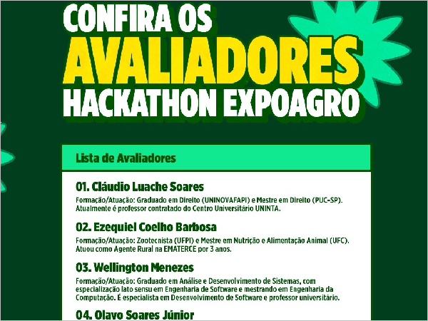 Hackathon Expoagro 2026: Conheça os Avaliadores que Vão Revolucionar o Agro