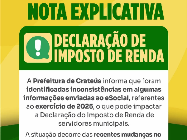 Imposto de Renda: Governo de Crateús Resolve Inconsistências