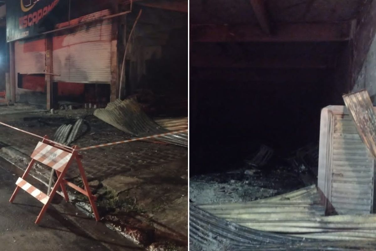 Incêndio de 4h destrói loja de autopeças no litoral de SP; VÍDEO