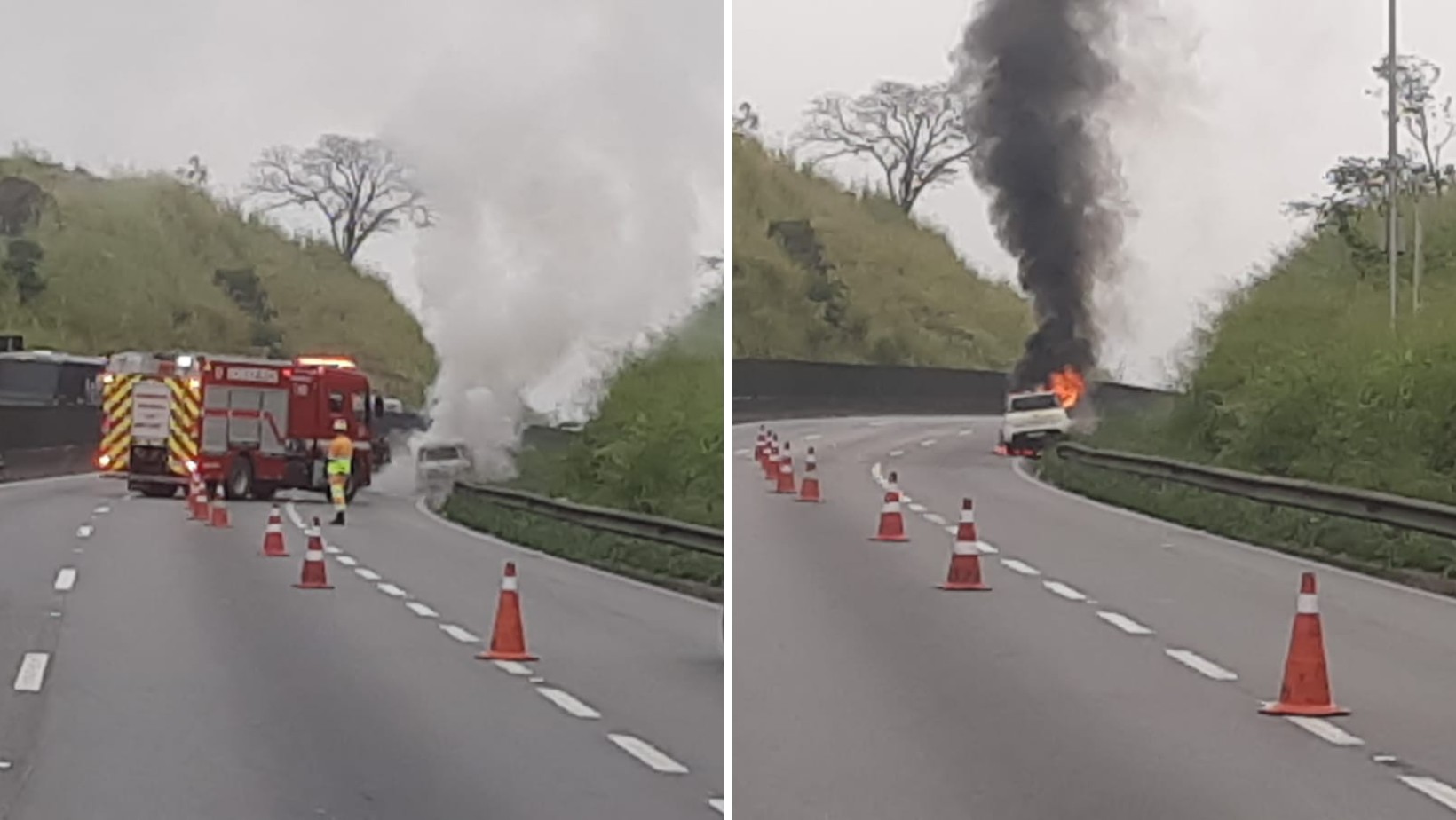 Incêndio de Carro Closes Trecho da Dutra em Aparecida e Atinge Muitos Viagens