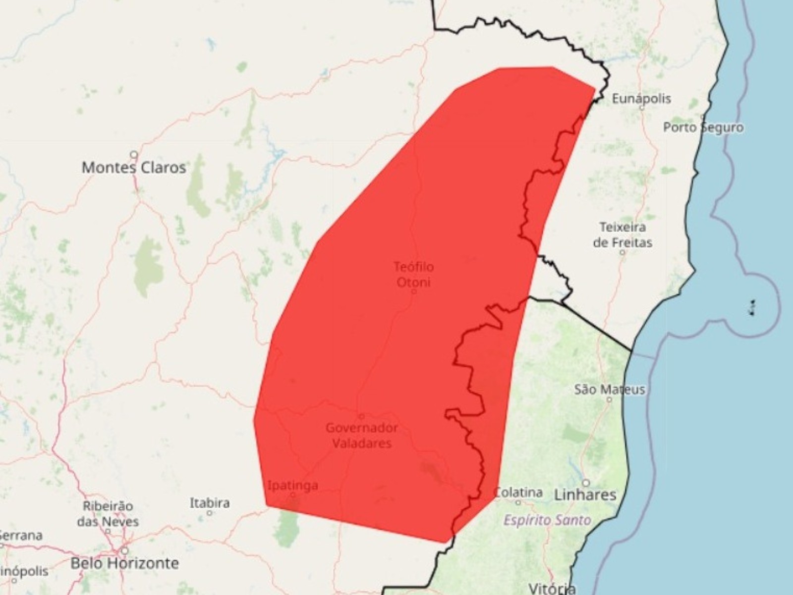 INMET emite alerta vermelho de 'grande perigo' para 135 cidades do Leste de MG