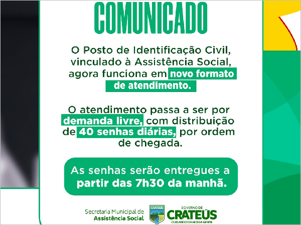 Novo Modelo de Atendimento no Posto de Identificação Civil de Crateús
