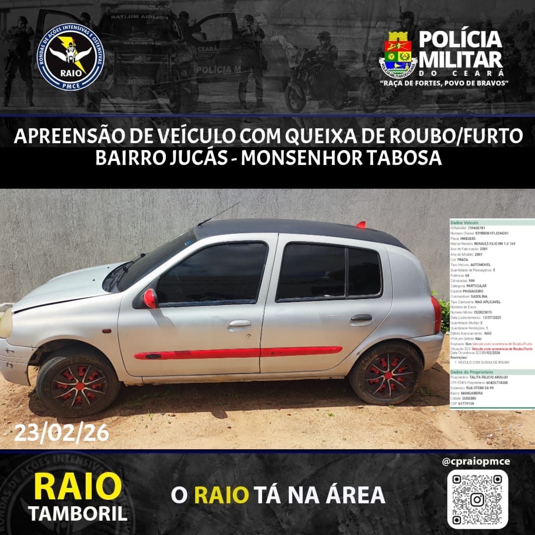 Polícia Civil Apreende Veículo com Queixa de Roub/Furto em Monsenhor Tabosa
