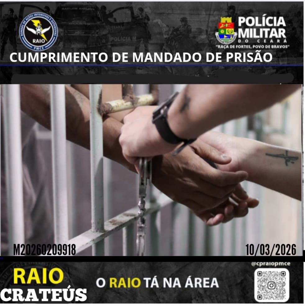 Polícia cumpe mandado de prisão em Crateus: Raio apreende criminoso com mandato em aberto