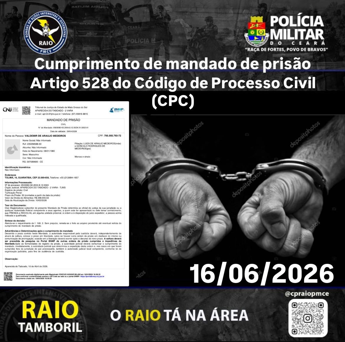 Prisão em Tamboril: Homem é Detido por Mandado Judicial