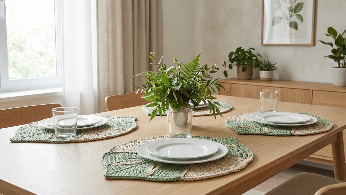 Sousplats de Crochê em Folha: Tendência de Mesa Posta Elegante e Sofisticada