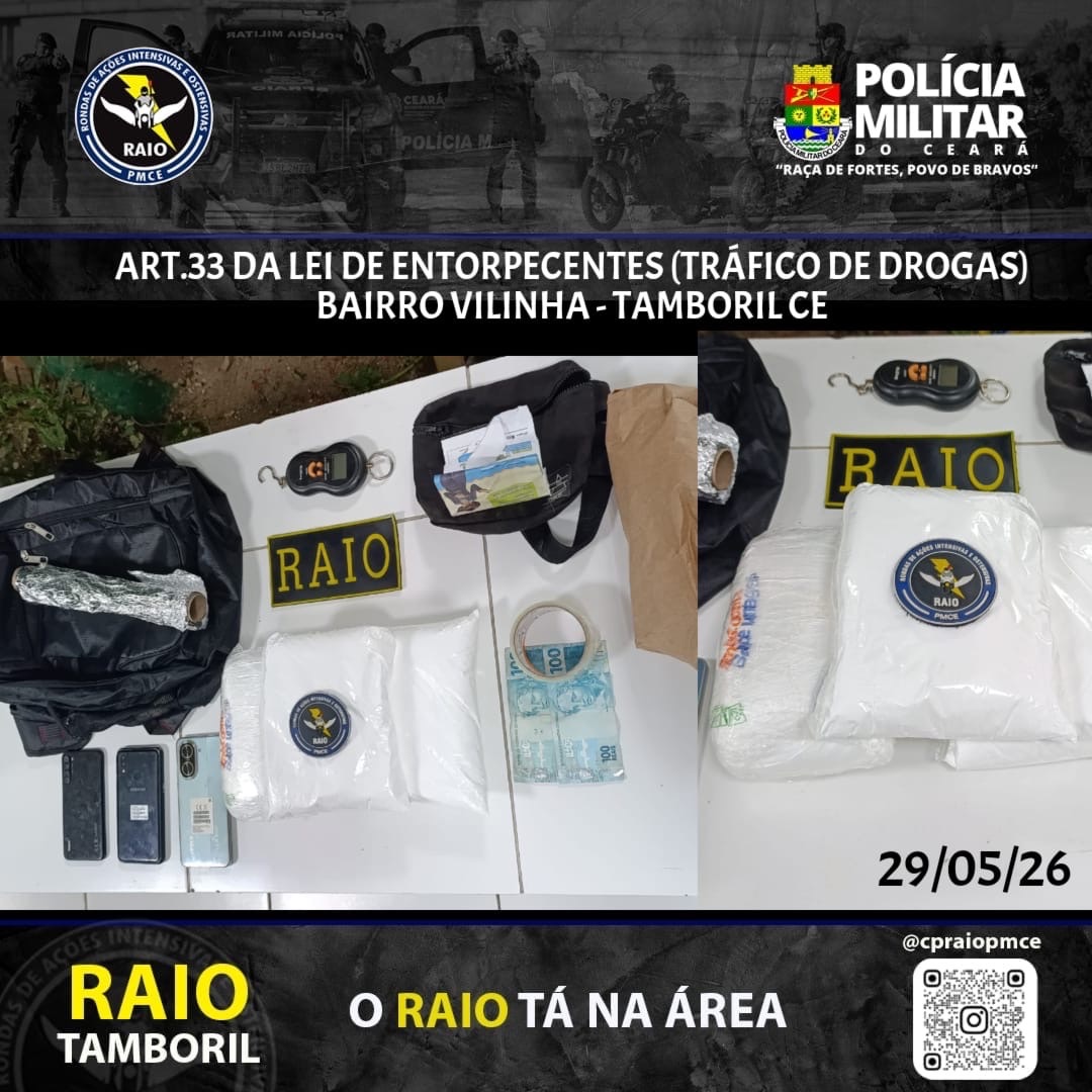 TRÁFICO DE DROGAS EM TAMBORIL: RAIO PRENDE MULHER SUSPEITA
