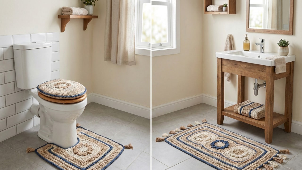 Transforme o Banheiro em um Espaço de Luxo com Jogos de Crochê Elegantes
