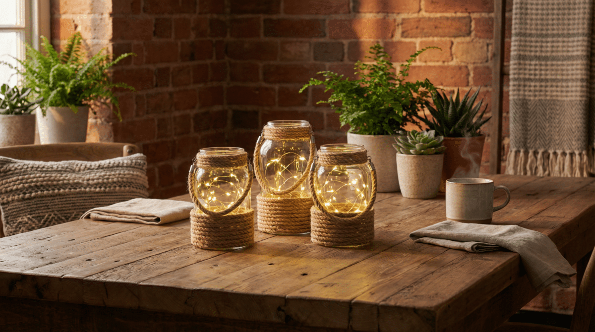 Transforme potes de vidro em luminárias de luxo rústico em casa