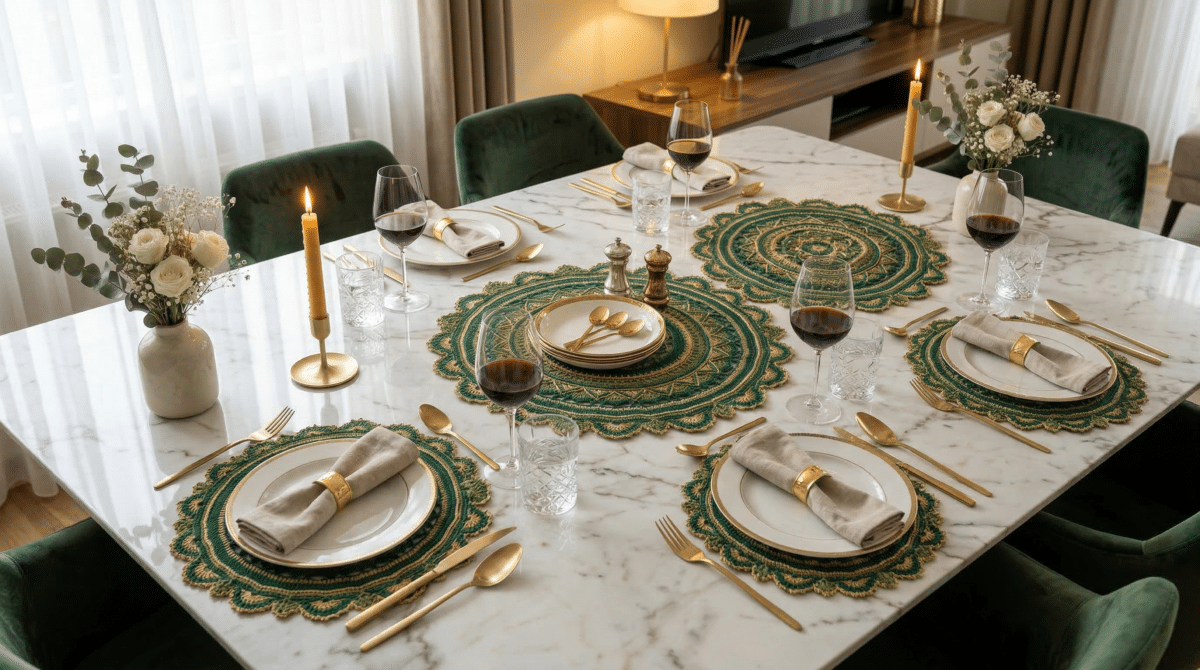 Transforme sua mesa de jantar em uma obra de arte: o poder do crochê de luxo