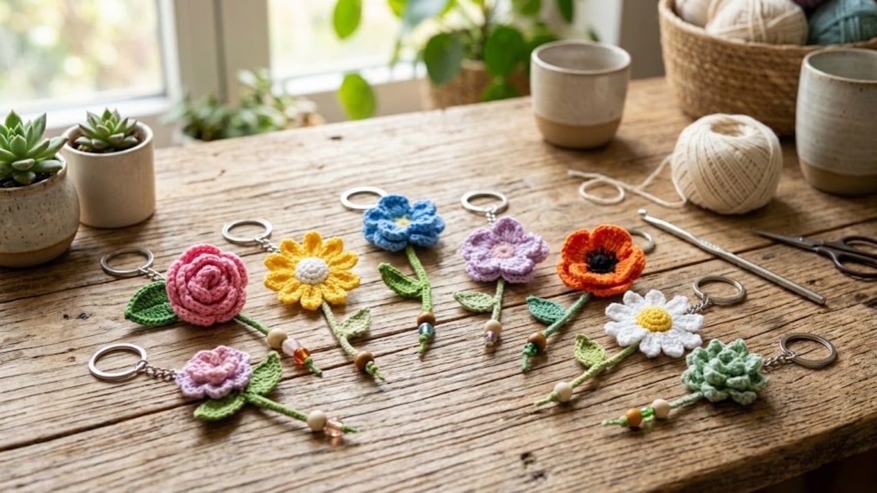Transforme sua renda com chaveiros de crochê com flores: um negócio em alta em 2026