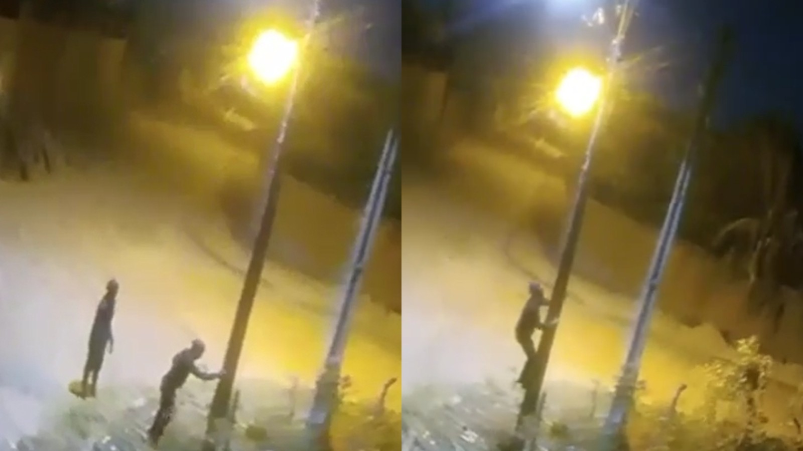 Vídeo: criminoso encapuzado escala poste e destrói fiação de provedores de internet no Cea