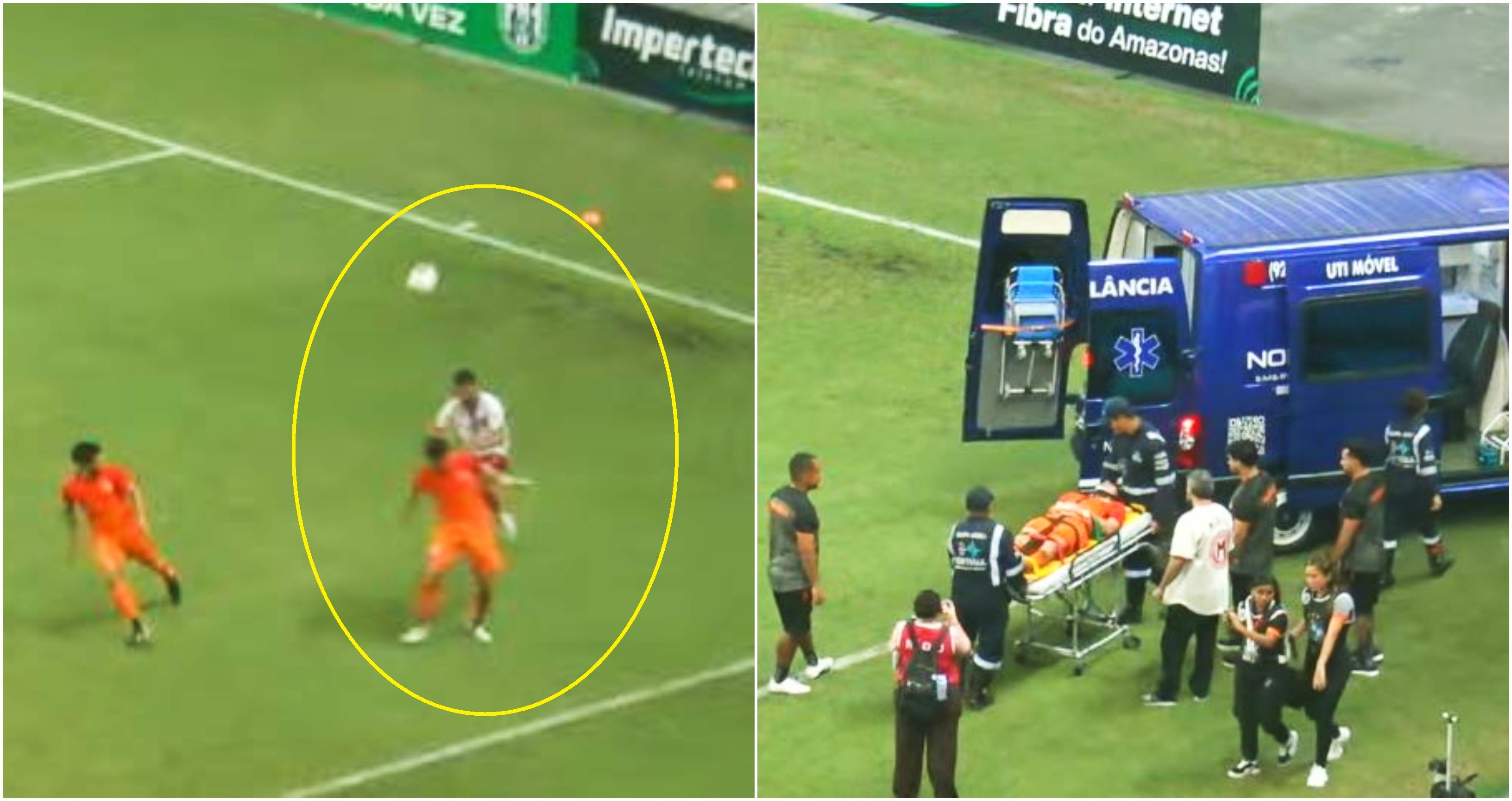 Zagueiro é levado de ambulância com suspeita de lesão que tirou Neymar da Copa de 2014; ve